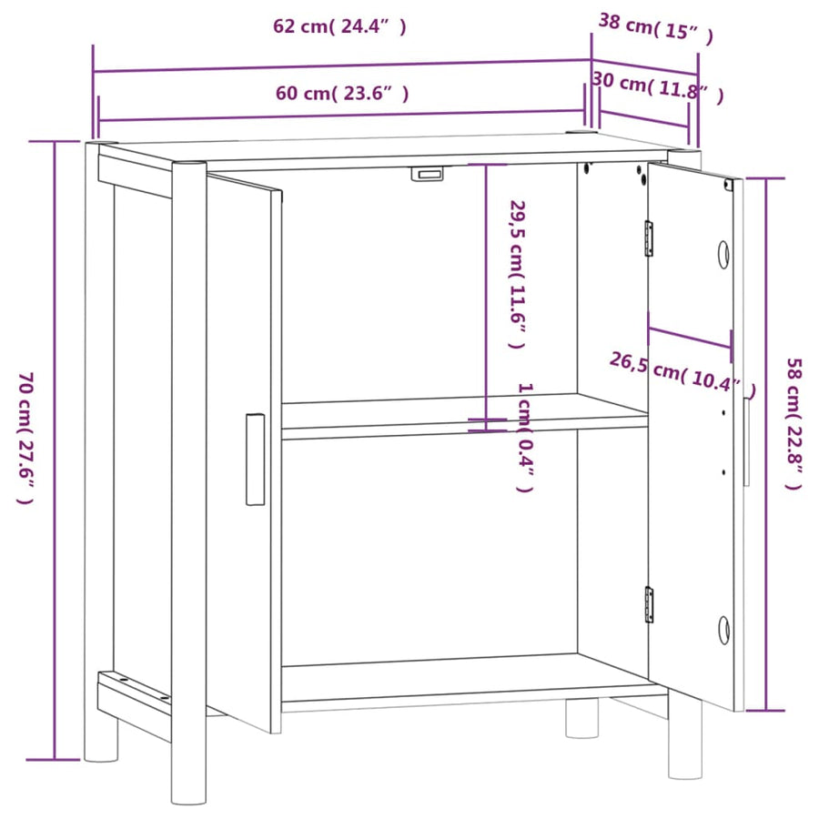 Dressoir 62X38X70 Cm Bewerkt Hout Wit