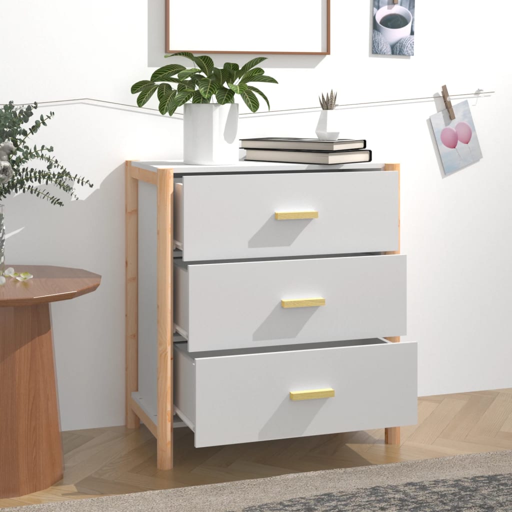Dressoir 62X38X70 Cm Bewerkt Hout Wit