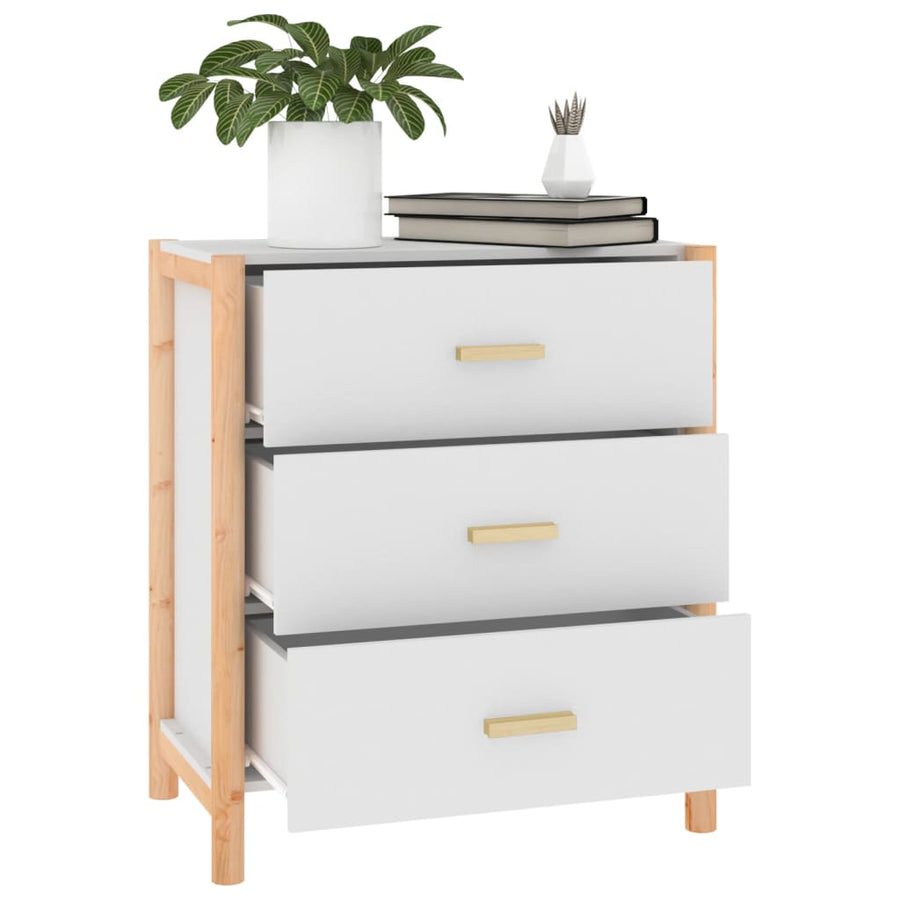 Dressoir 62X38X70 Cm Bewerkt Hout Wit