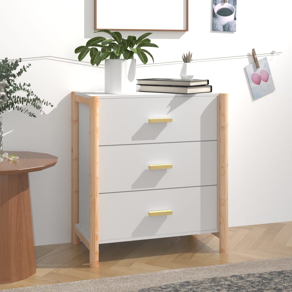 Dressoir 62X38X70 Cm Bewerkt Hout Wit