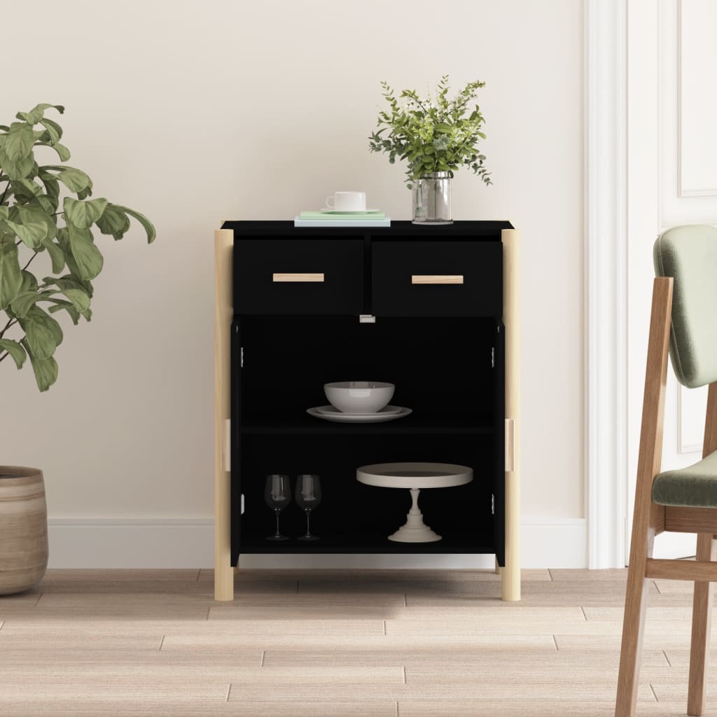 Dressoir 62X38X75 Cm Bewerkt Hout Zwart