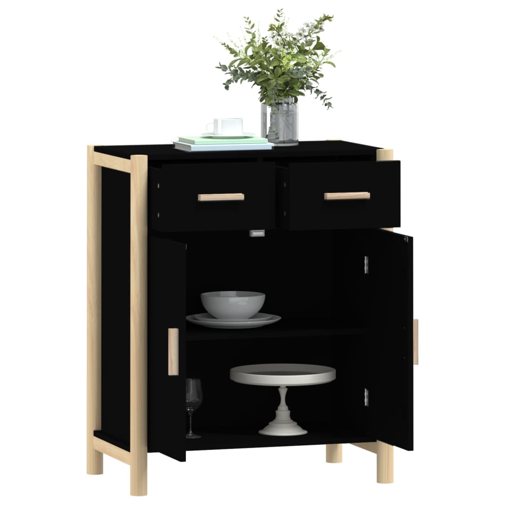 Dressoir 62X38X75 Cm Bewerkt Hout Zwart