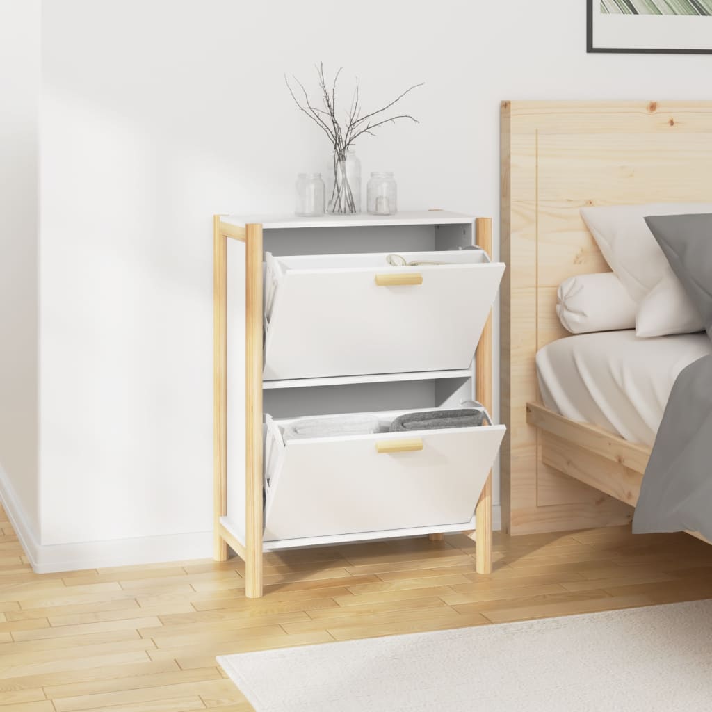 Schoenenkast 57,5X33X80 Cm Bewerkt Hout Wit