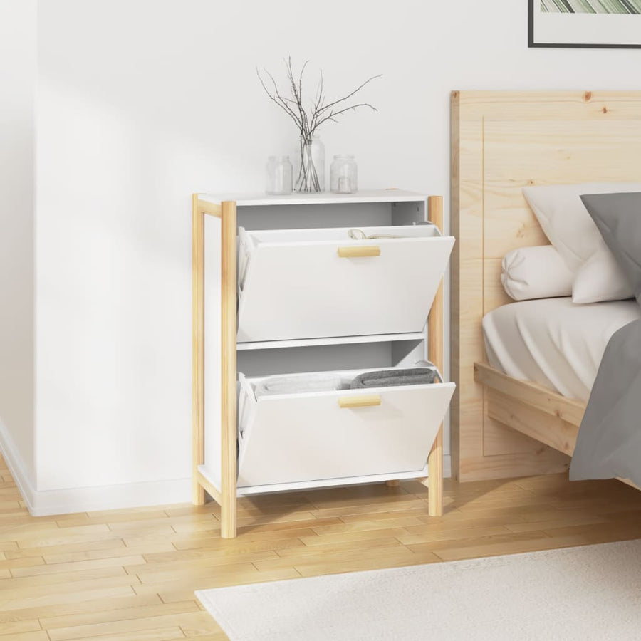 Schoenenkast 57,5X33X80 Cm Bewerkt Hout Wit