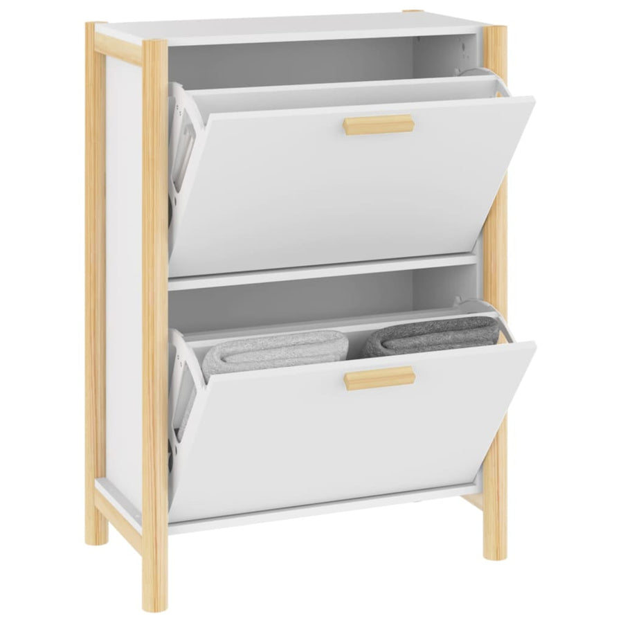 Schoenenkast 57,5X33X80 Cm Bewerkt Hout Wit