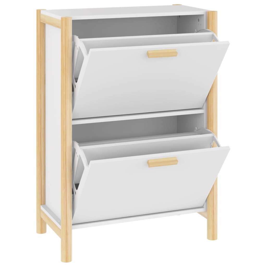 Schoenenkast 57,5X33X80 Cm Bewerkt Hout Wit