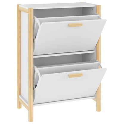 Schoenenkast 57,5X33X80 Cm Bewerkt Hout Wit
