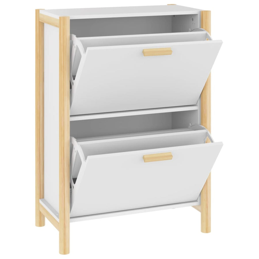 Schoenenkast 57,5X33X80 Cm Bewerkt Hout Wit