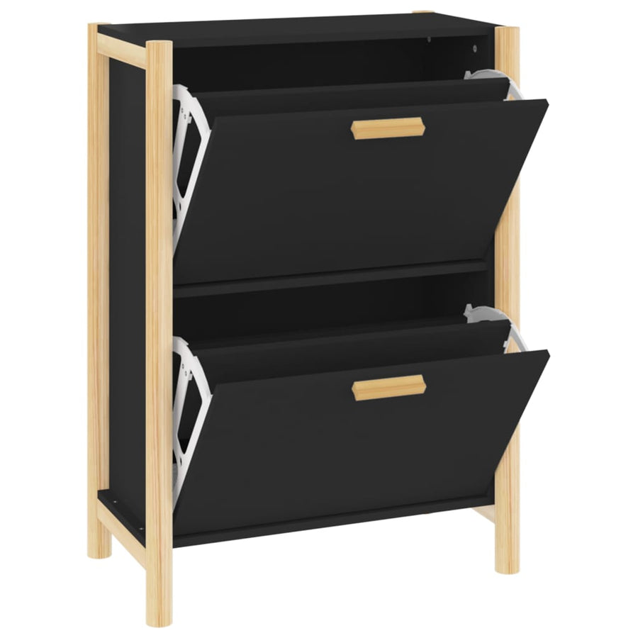 Schoenenkast 57,5X33X80 Cm Bewerkt Hout Zwart