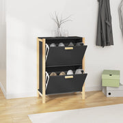Schoenenkast 57,5x33x80 cm bewerkt hout zwart