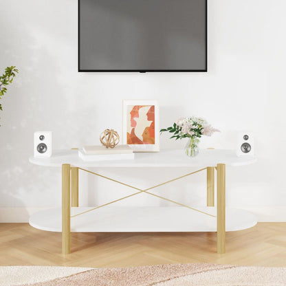 Salontafel 110X48X40 Cm Bewerkt Hout Wit