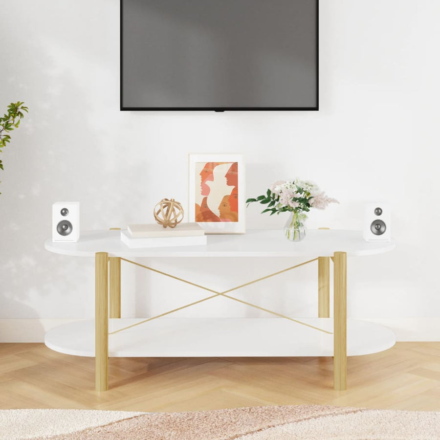 Salontafel 110X48X40 Cm Bewerkt Hout Wit