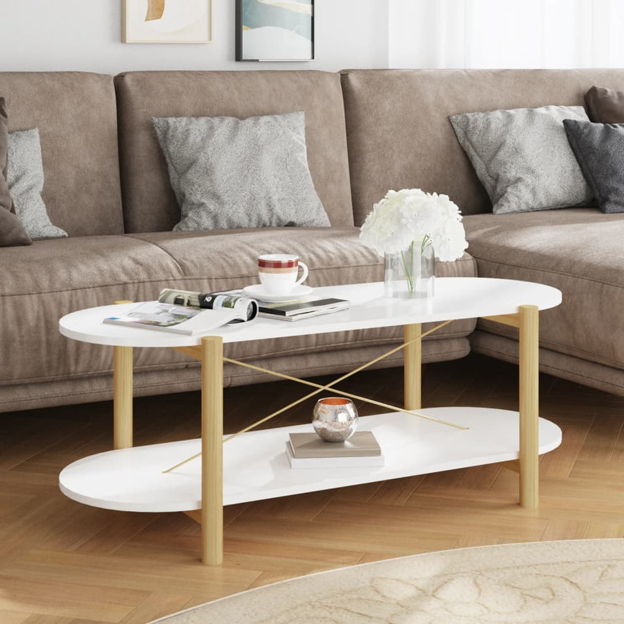 Salontafel 110X48X40 Cm Bewerkt Hout Wit
