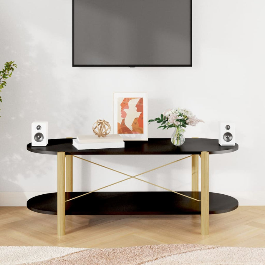 Salontafel 0X48X40 Cm Bewerkt Hout Zwart