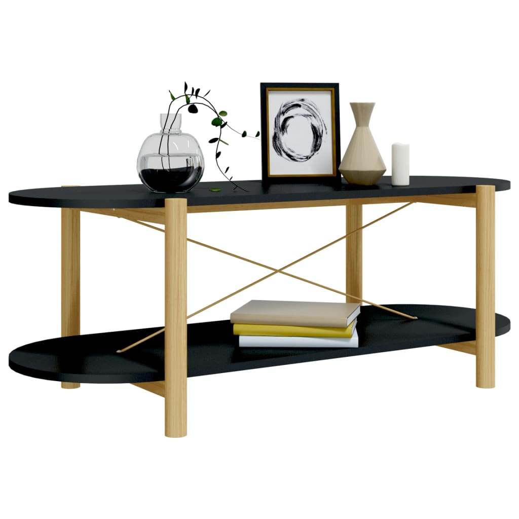 Salontafel 0X48X40 Cm Bewerkt Hout Zwart