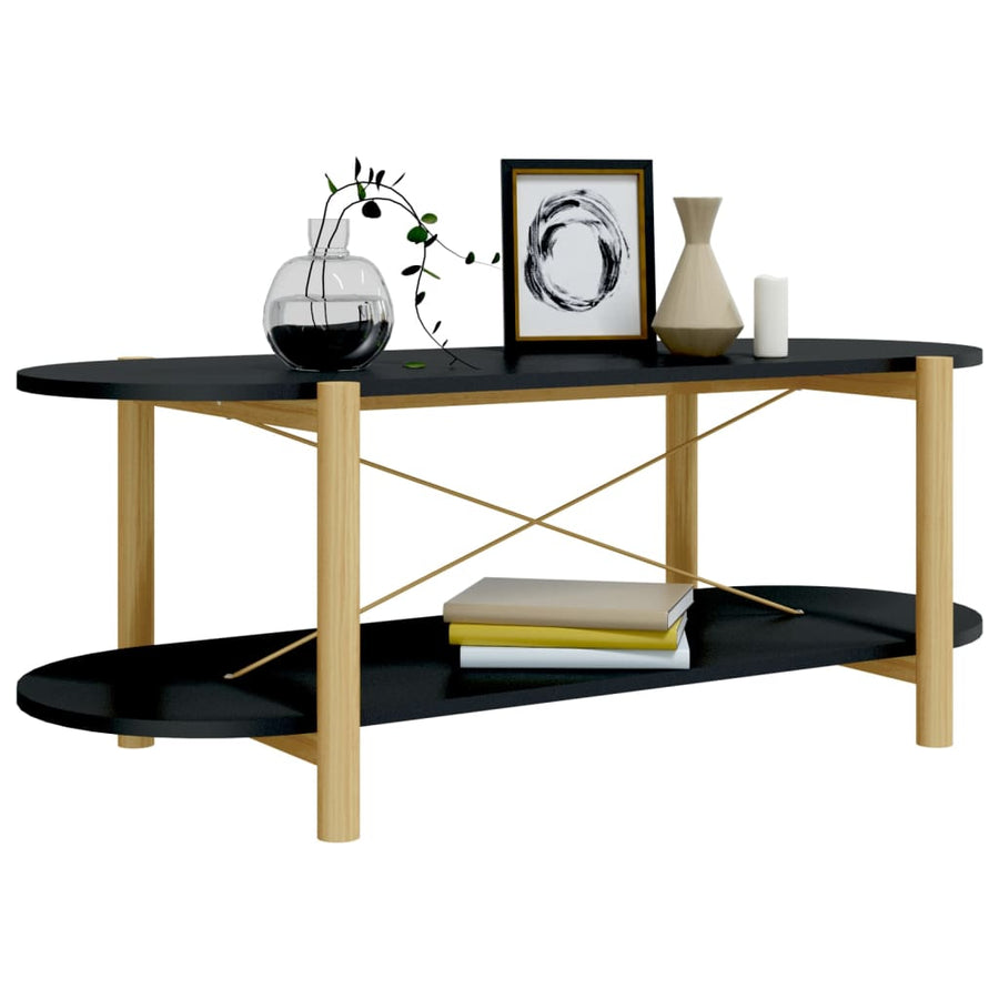 Salontafel 0X48X40 Cm Bewerkt Hout Zwart