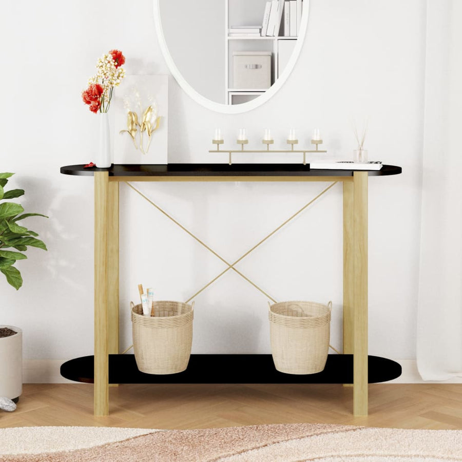 Wandtafel 110X38X75 Cm Bewerkt Hout Zwart
