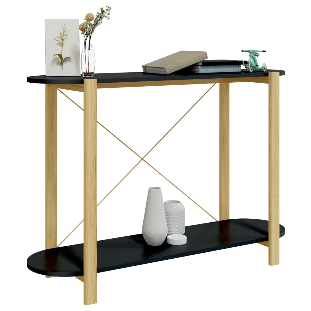 Wandtafel 110X38X75 Cm Bewerkt Hout Zwart