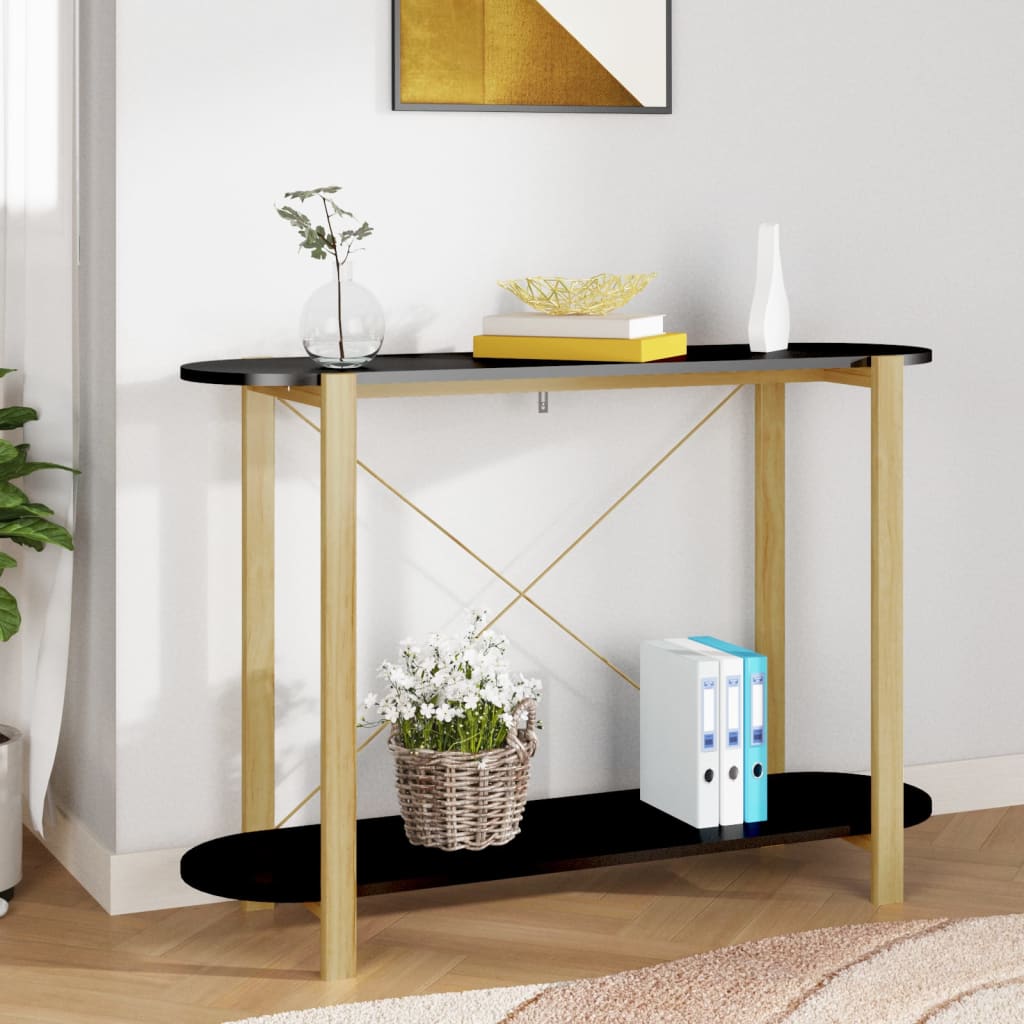 Wandtafel 110X38X75 Cm Bewerkt Hout Zwart