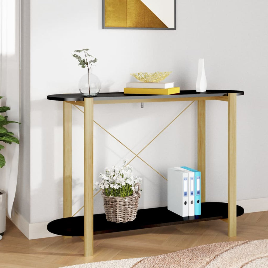 Wandtafel 110X38X75 Cm Bewerkt Hout Zwart