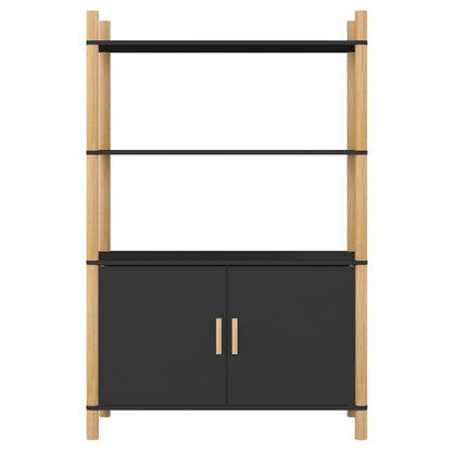 Hoge Kast 80X40X121 Cm Bewerkt Hout Zwart
