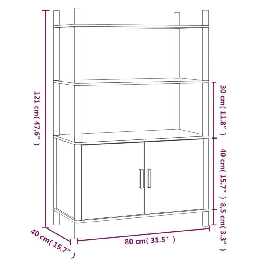Hoge Kast 80X40X121 Cm Bewerkt Hout Zwart
