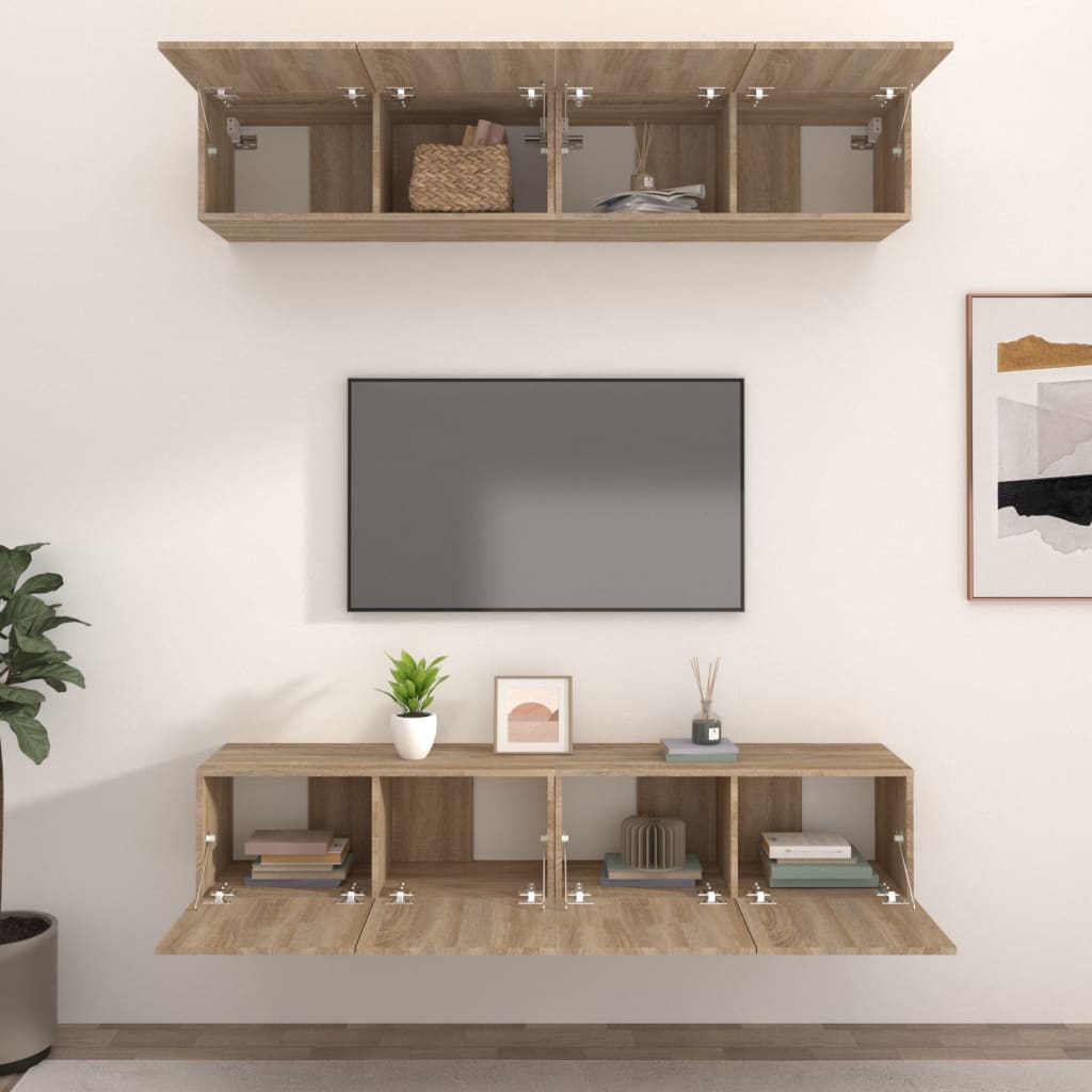 Tv-Meubelen Bewerkt Hout Kleurig 80 x 30 x 30 cm Sonoma eiken