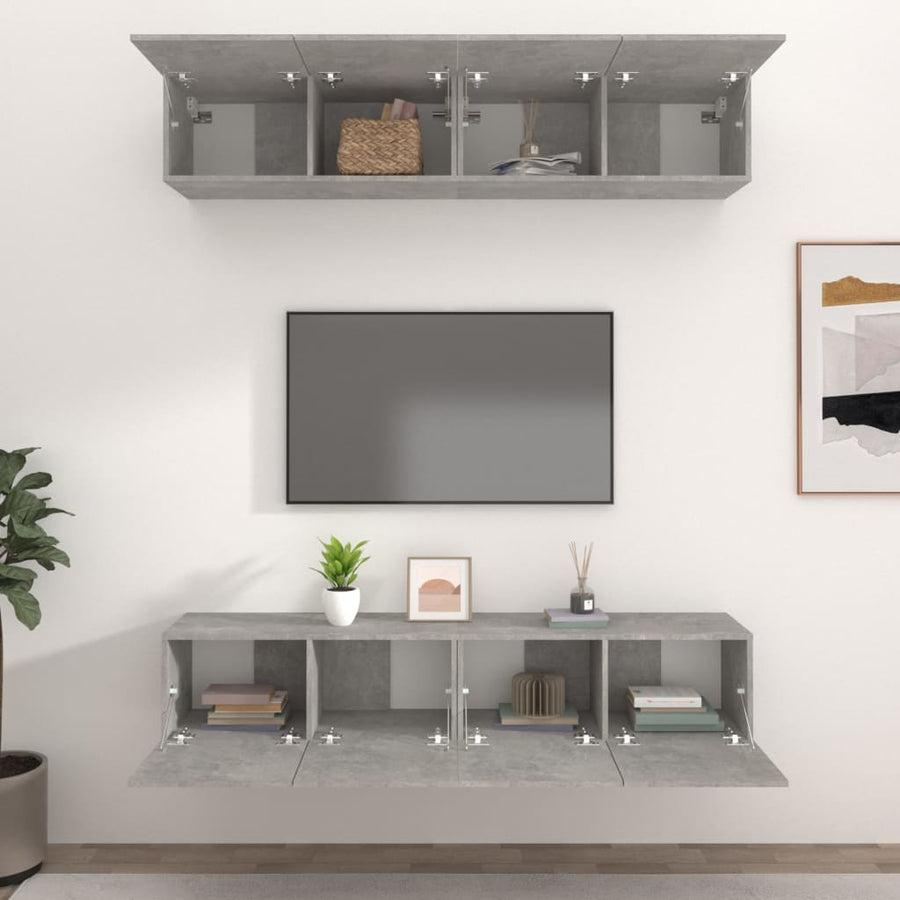Tv-Meubelen Bewerkt Hout 80 x 30 x 30 cm Betongrijs
