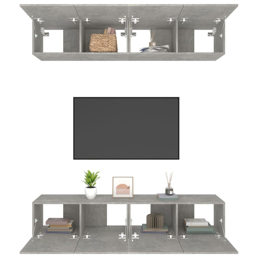 Tv-Meubelen Bewerkt Hout 80 x 30 x 30 cm Betongrijs