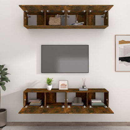 Tv-Meubelen Bewerkt Hout Kleur 80 x 30 x 30 cm Gerookt eiken
