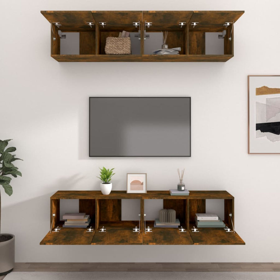 Tv-Meubelen Bewerkt Hout Kleur 80 x 30 x 30 cm Gerookt eiken