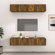 TV Cabinets 4 pcs 80x30x30 cm engineered wood smoked oak color