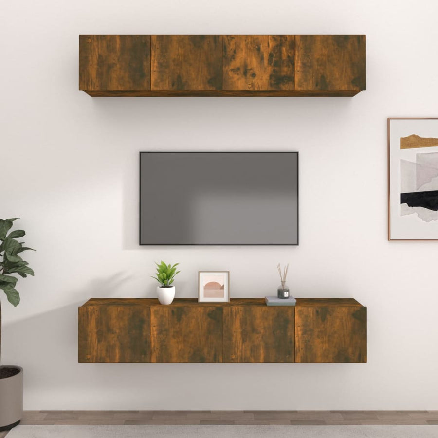 Tv-Meubelen Bewerkt Hout Kleur 80 x 30 x 30 cm Gerookt eiken