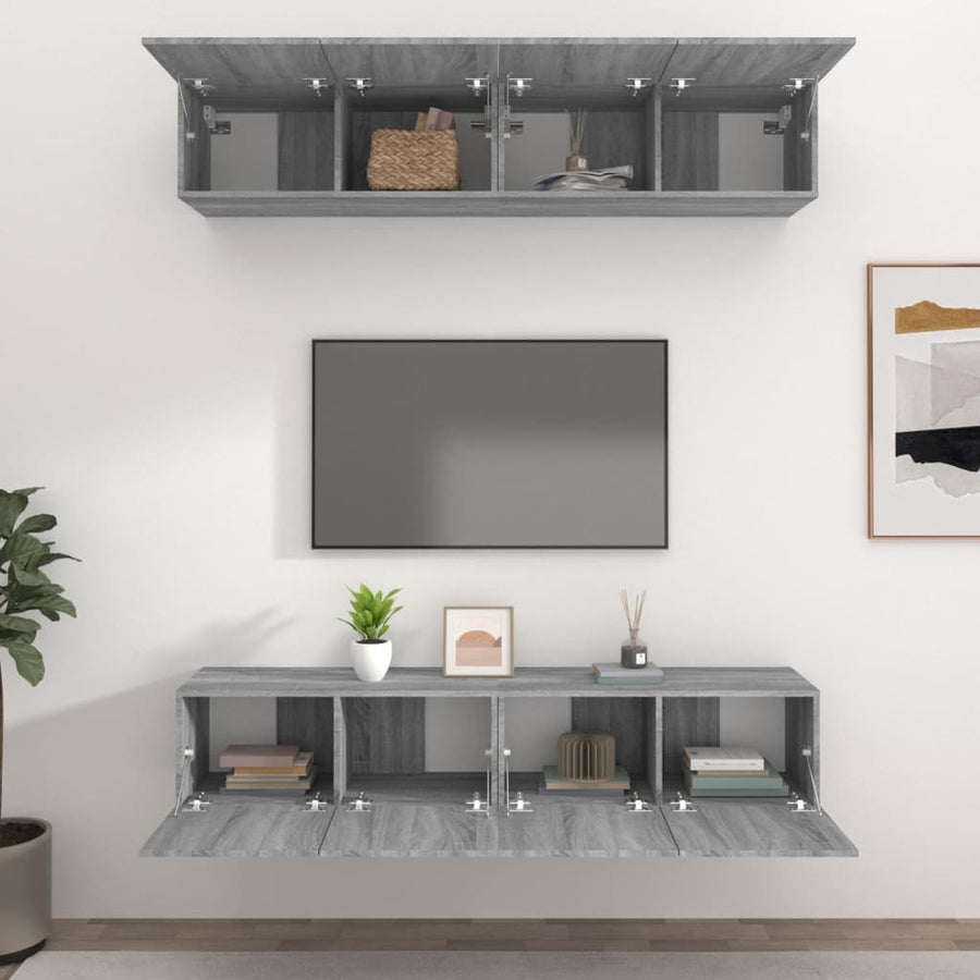 Tv-Meubelen Bewerkt Hout Eiken 80 x 30 x 30 cm Grijs sonoma