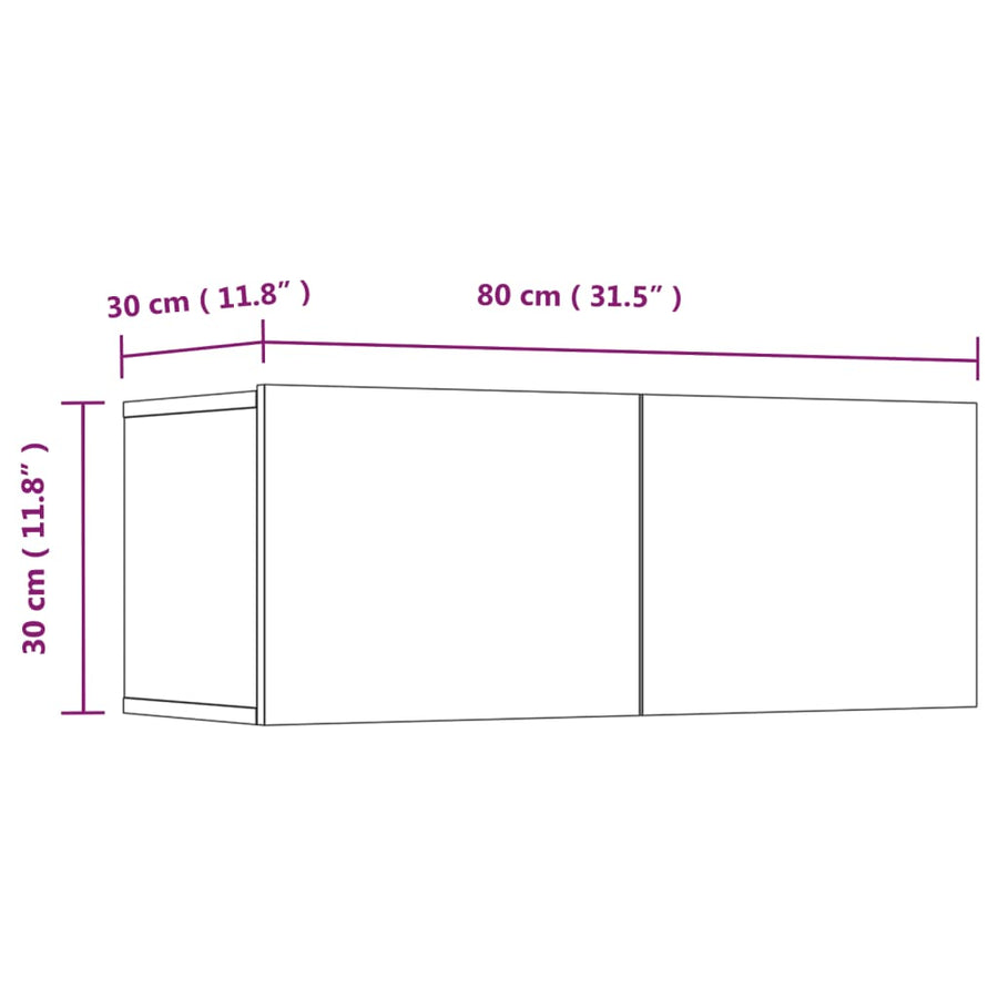 Tv-Meubelen Bewerkt Hout Eiken 80 x 30 x 30 cm Grijs sonoma