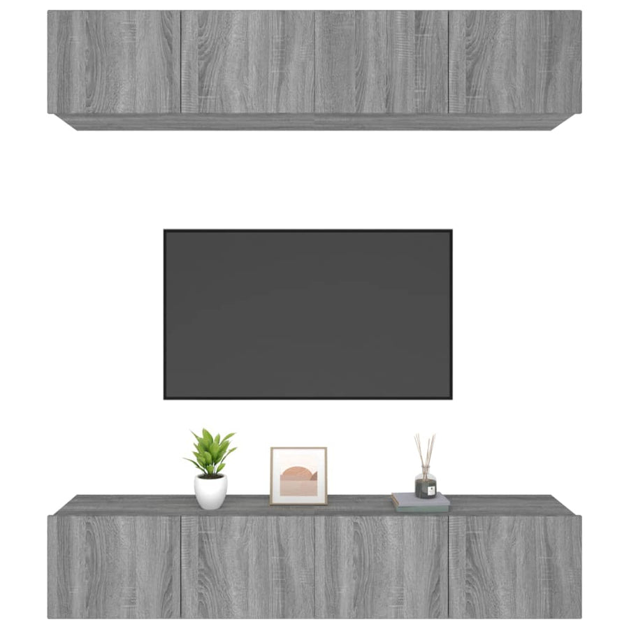 Tv-Meubelen Bewerkt Hout Eiken 80 x 30 x 30 cm Grijs sonoma