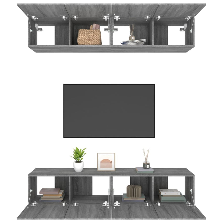 Tv-Meubelen Bewerkt Hout Eiken 80 x 30 x 30 cm Grijs sonoma
