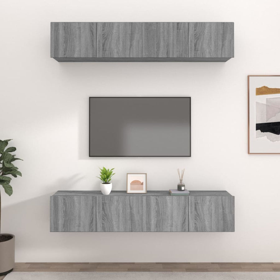 Tv-Meubelen Bewerkt Hout Eiken 80 x 30 x 30 cm Grijs sonoma