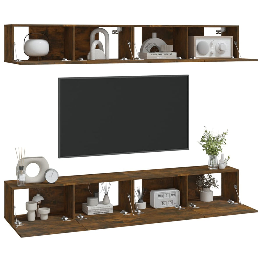 Tv-Wandmeubels Kleurig 100 x 30 x 30 cm Gerookt eiken