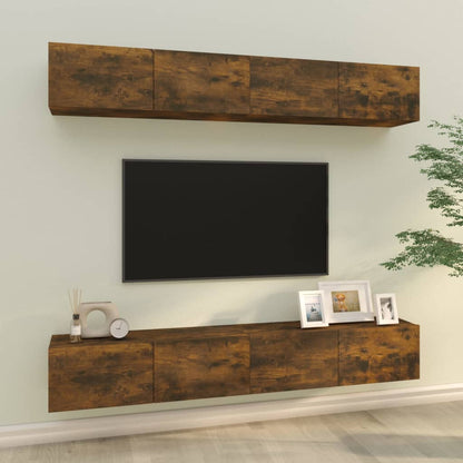 Tv-Wandmeubels Kleurig 100 x 30 x 30 cm Gerookt eiken
