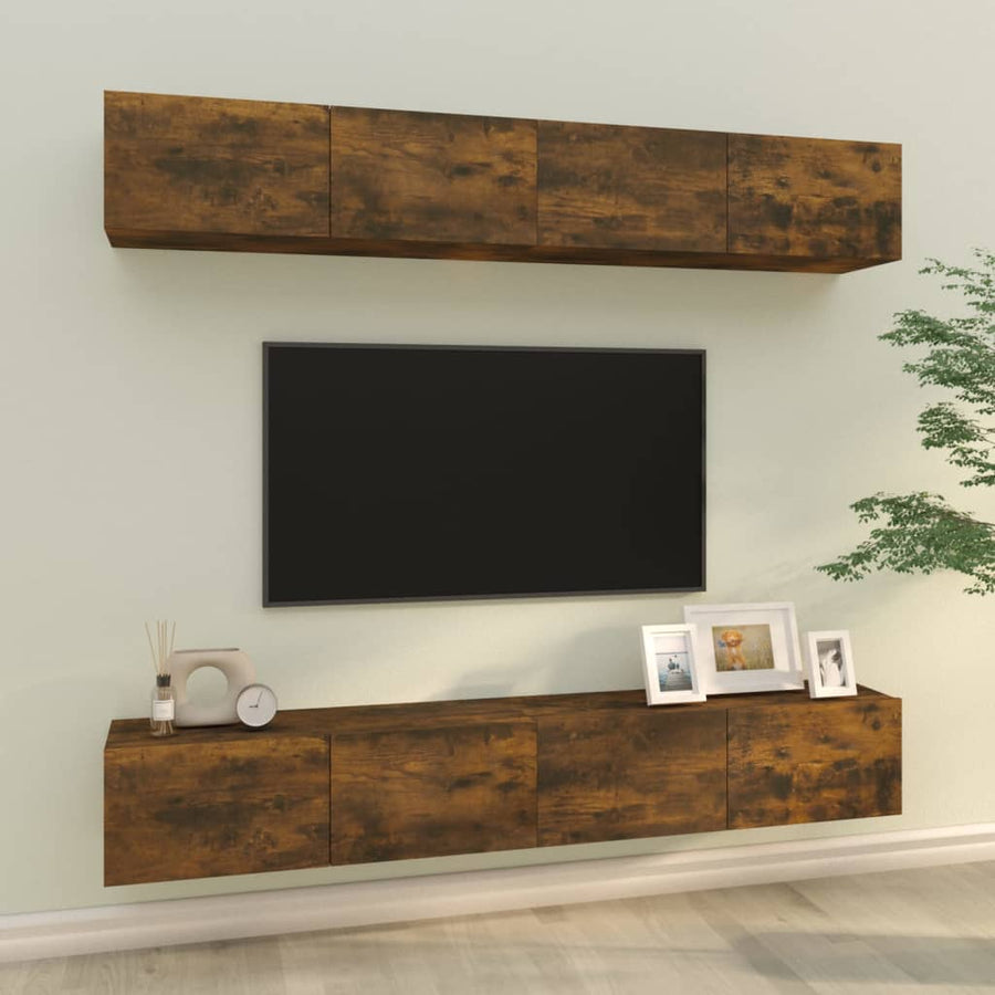 Tv-Wandmeubels Kleurig 100 x 30 x 30 cm Gerookt eiken