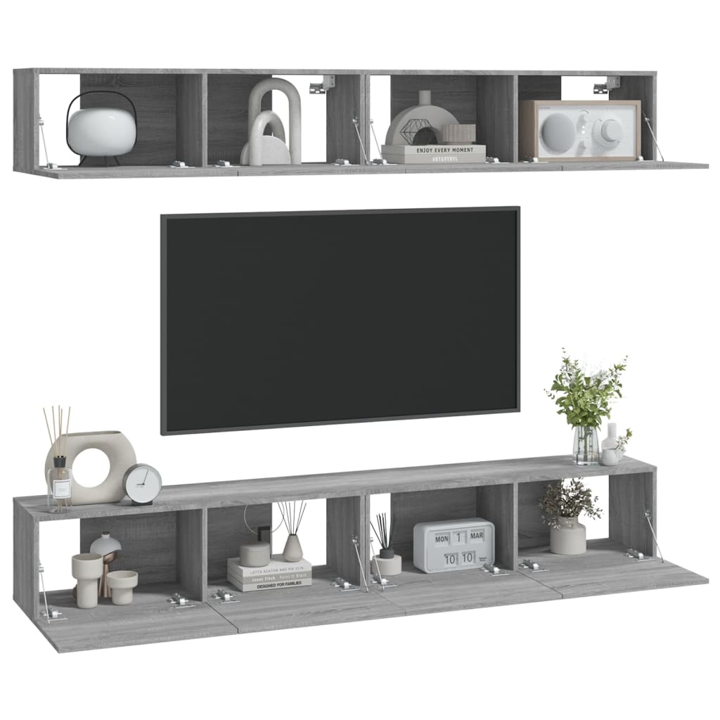 Tv-Wandmeubels Eikenkleurig 100 x 30 x 30 cm Grijs sonoma