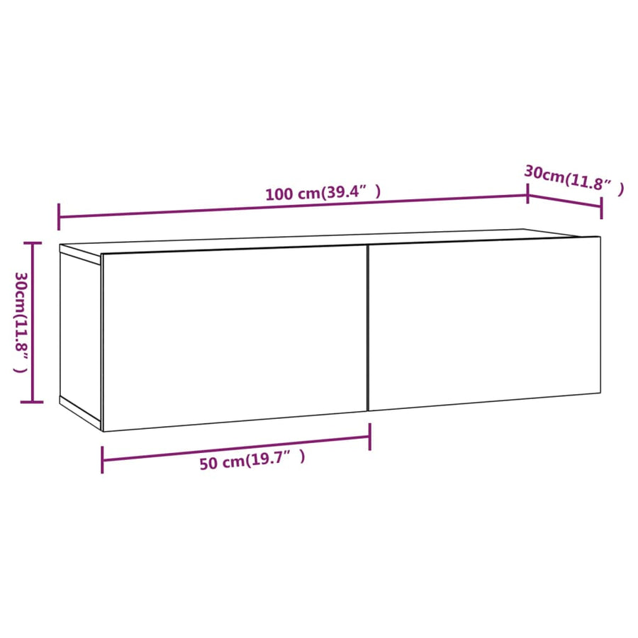Tv-Wandmeubels Eikenkleurig 100 x 30 x 30 cm Grijs sonoma