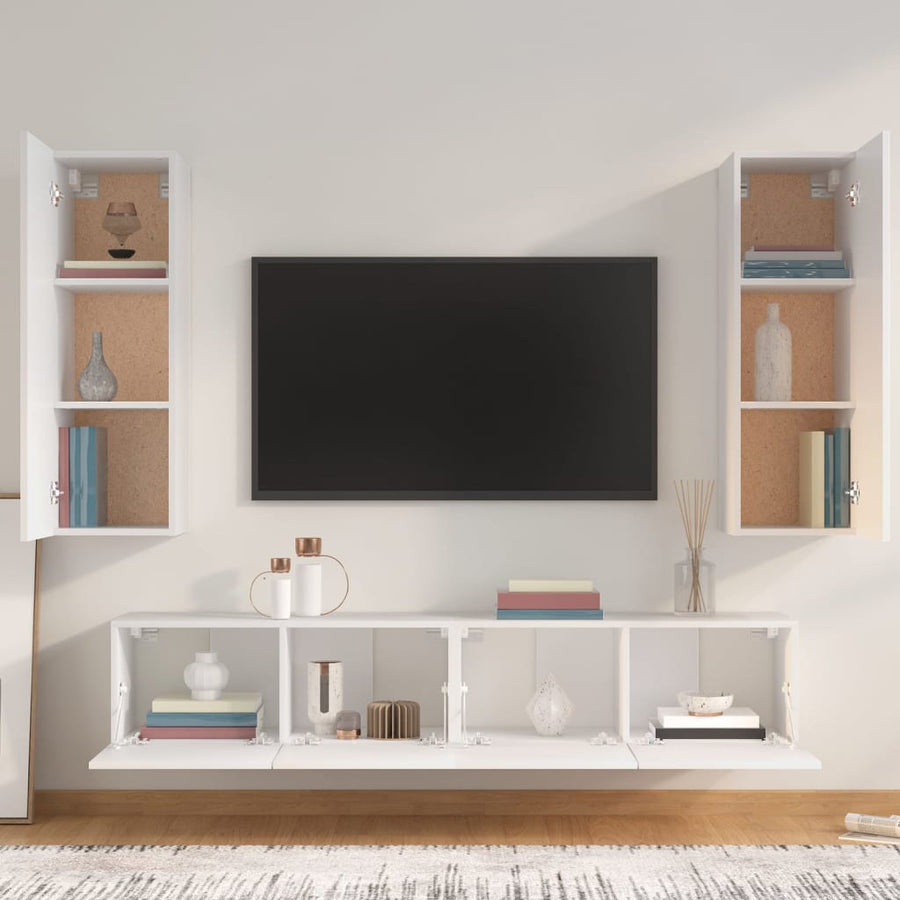 -Delige Tv-Meubelset Bewerkt Hout 80 x 30 x 30 cm Wit