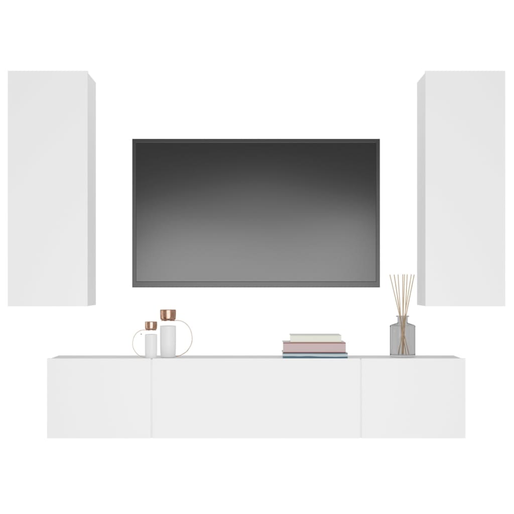 -Delige Tv-Meubelset Bewerkt Hout 80 x 30 x 30 cm Wit