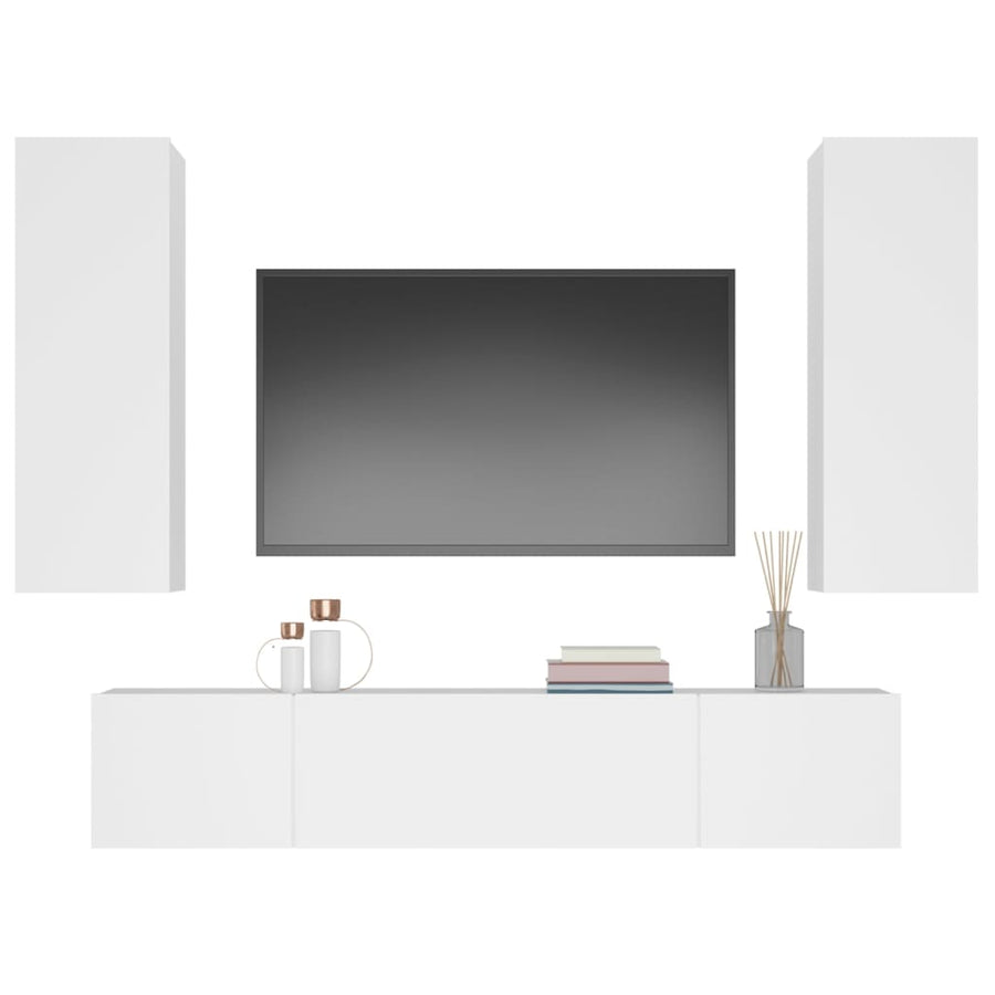 -Delige Tv-Meubelset Bewerkt Hout 80 x 30 x 30 cm Wit
