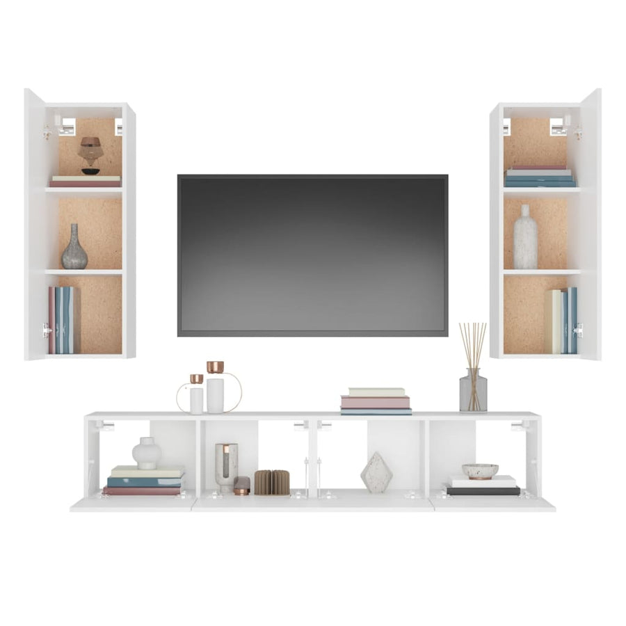 -Delige Tv-Meubelset Bewerkt Hout 80 x 30 x 30 cm Wit
