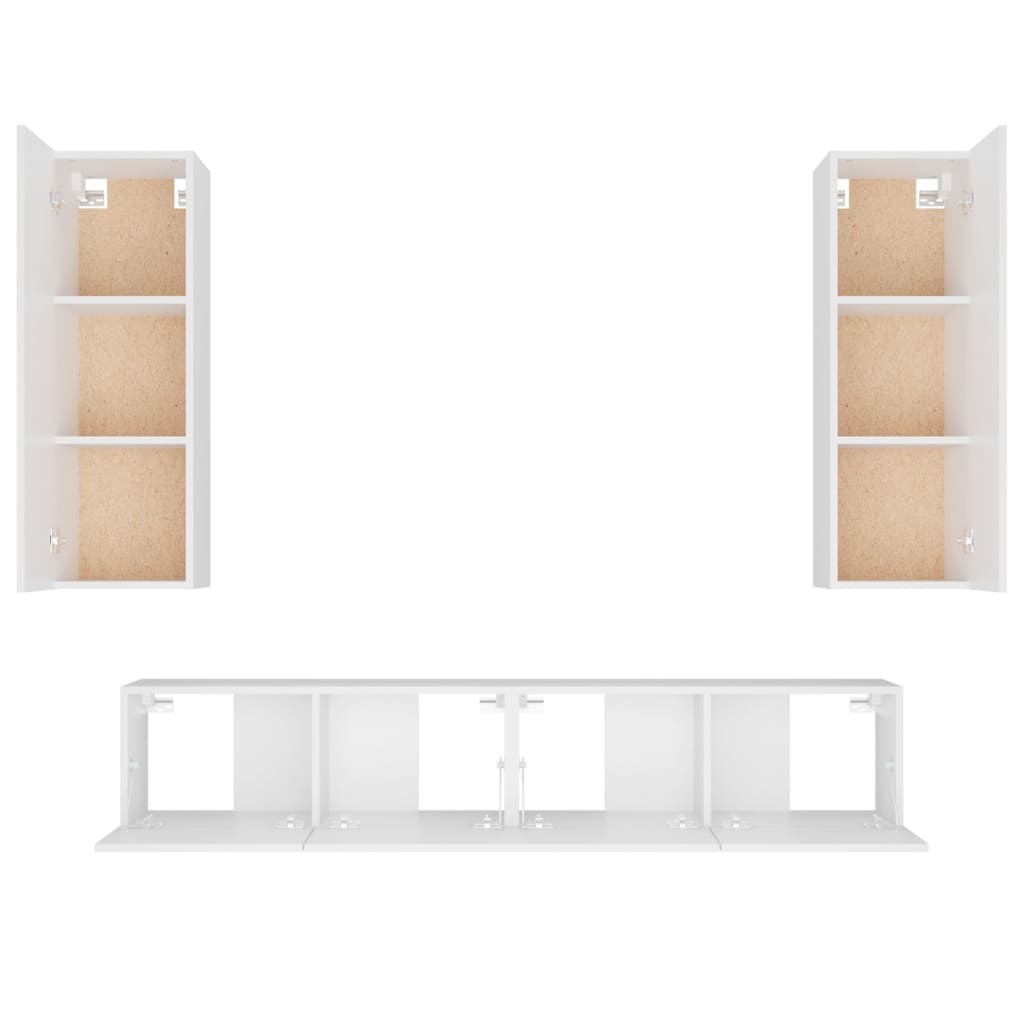 -Delige Tv-Meubelset Bewerkt Hout 80 x 30 x 30 cm Wit