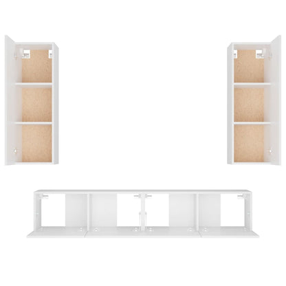 -Delige Tv-Meubelset Bewerkt Hout 80 x 30 x 30 cm Wit