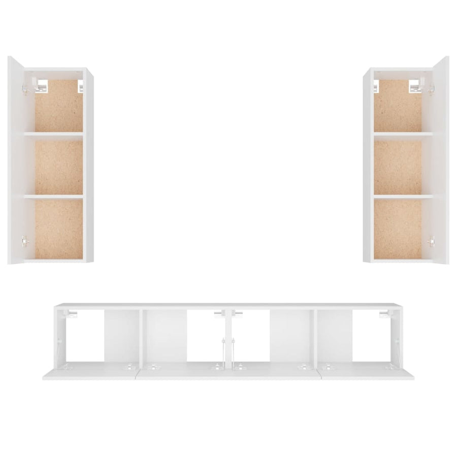 -Delige Tv-Meubelset Bewerkt Hout 80 x 30 x 30 cm Wit